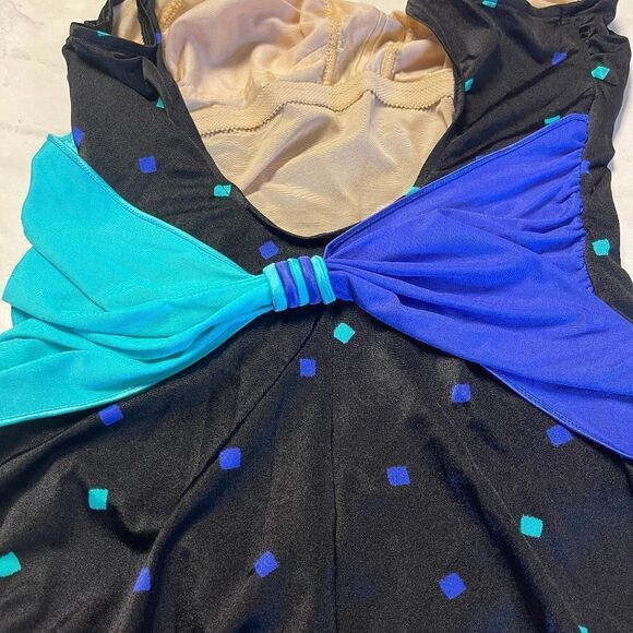 Vintage 80's Rose Marie Reid Bow One Piece 16 - Picture 3 of 9